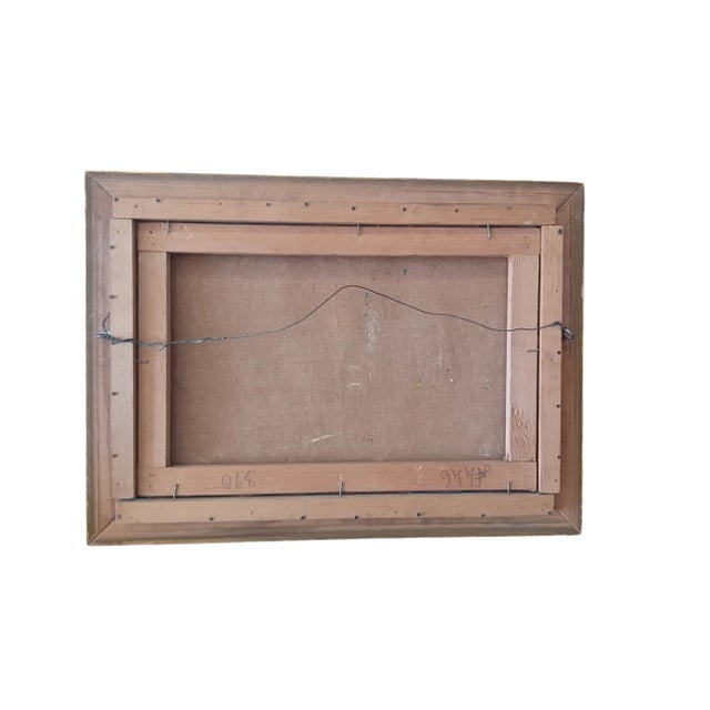 Vintage Italian Gilt Framed Oil Painting on Canvas of Bay Scene. Nit signed