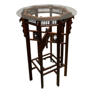 Antique Octagonal Mahogany Side Table, Italy, 1950s For Sale