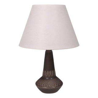 1960s Mid-Century Modern Einar Johansen, Table Lamp, Brown Stoneware For Sale