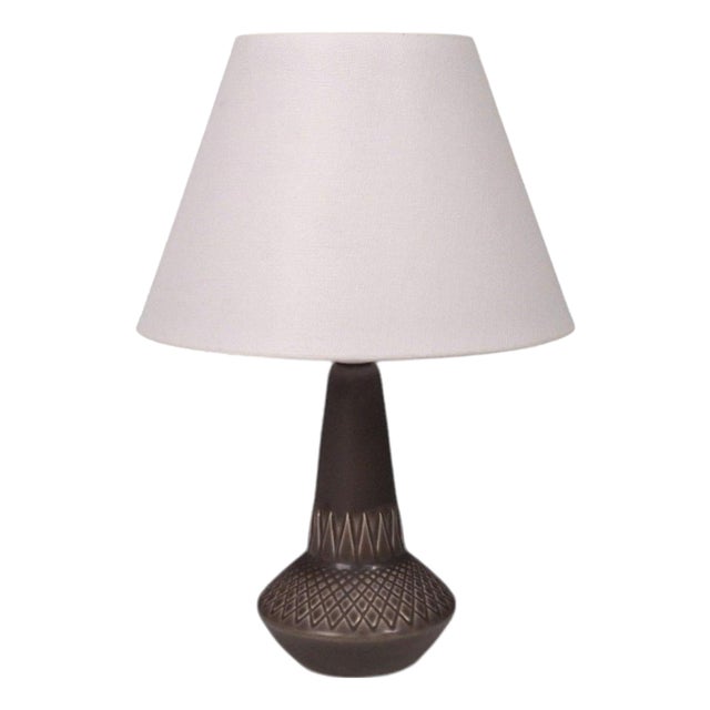 1960s Mid-Century Modern Einar Johansen, Table Lamp, Brown Stoneware For Sale