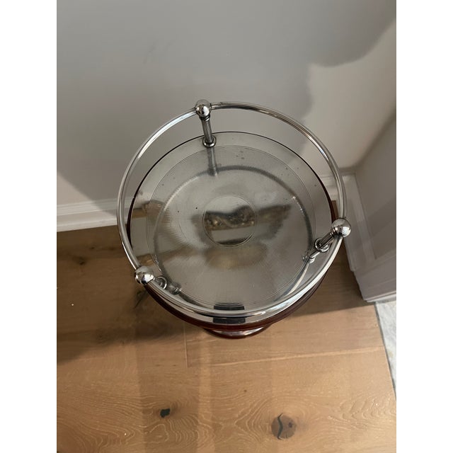 Christofle 1940s Art Deco Christofle Silver Plated and Mahogany Champagne Stand With Matching Bucket For Sale - Image 4 of 15