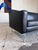 Black Black Leather and Chrome Theatre Sofa by DWR For Sale - Image 8 of 8