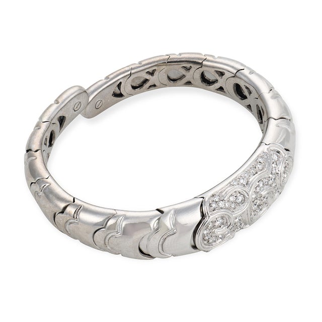 Contemporary 1920s Marina B Diamond 18k White Gold Bangle Bracelet For Sale - Image 3 of 6