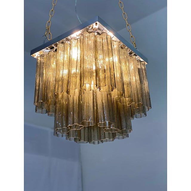 Early 21st Century Squared Tronchi in Venini Style Murano Glass Sputnik Flush Mount by Simoeng For Sale - Image 5 of 11