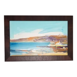 1980s Coastal Scene Painting, Framed