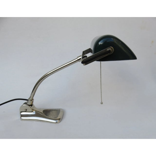 Antique Art Nouveau Chromed Banker's Lamp from Lux For Sale - Image 3 of 18