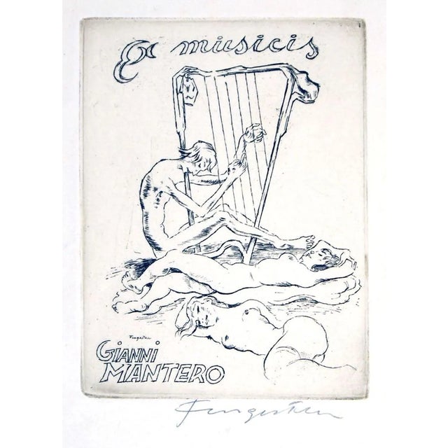 Ex Musicis Gianni Mantero - Original Etching by M. Fingesten - Early 1900 Early 1900 For Sale