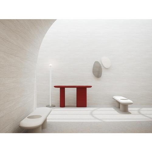 Oval Coral Red Console with Inserted Black Marble Top by Ultramobili For Sale - Image 10 of 12