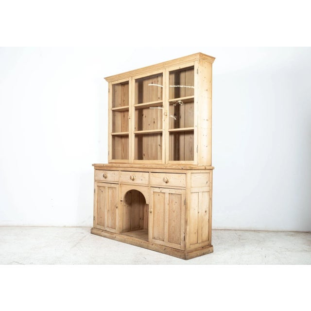 Large English Pine Glazed Panelled Dresser, 1860s For Sale - Image 6 of 15