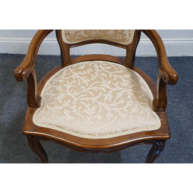 Brown High End Vintage Country French Provincial Solid Cherry Dining Arm Chair For Sale - Image 8 of 9