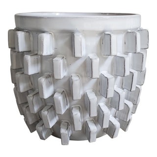 Modern Brutalist White Sculptural Planter For Sale