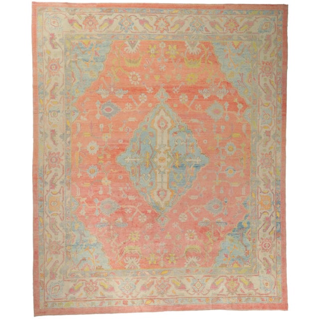Modern Style Turkish Oushak Rug, 12'10 X 15'08 For Sale - Image 9 of 9