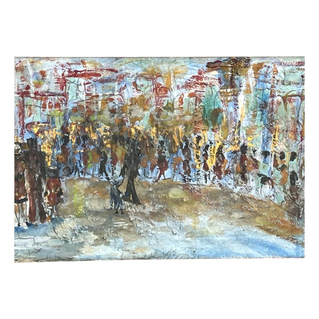 Signed Coleman Abstract Expressionist Urban Festival Painting For Sale - Image 10 of 12
