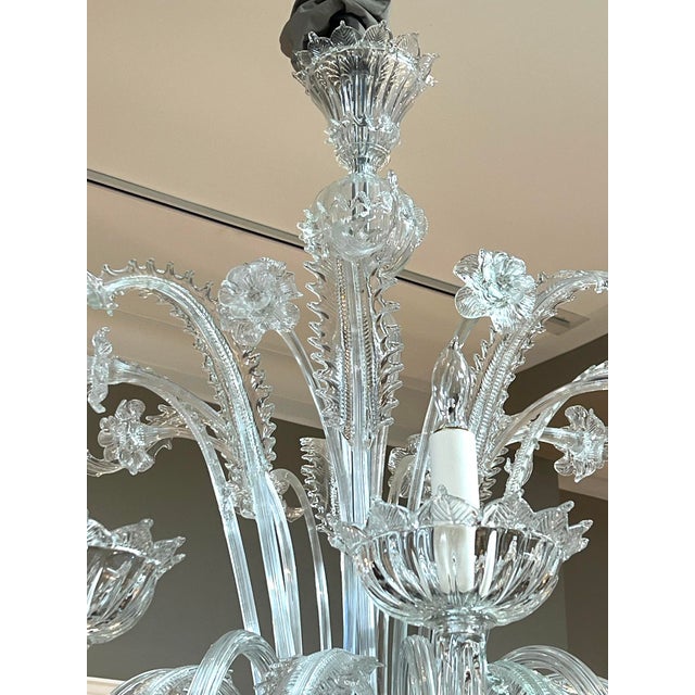 Impressively Large Murano Blown Clear Glass Chandelier With Floral and Foliate Tendrils For Sale In San Francisco - Image 6 of 14