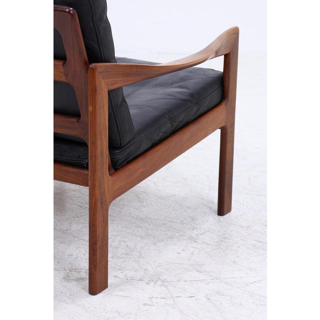 Black Mid-Century Teak and Leather Armchair by Illum Wikkelsø for Niels Eilersen and Musterring, 1960s For Sale - Image 8 of 13