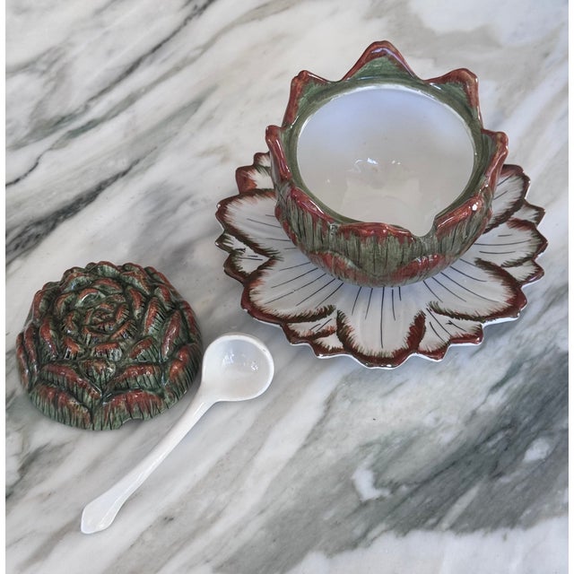 Made in Italy Majolica Style Artichoke Motif Demi Tureen For Sale - Image 9 of 12