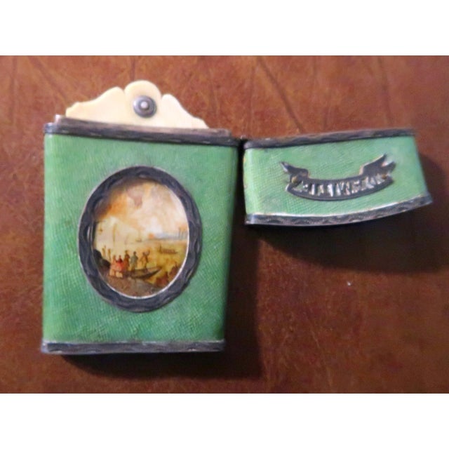 Green 18th Century French Shagreen and Silver Aide Memoire With Ballooning Motif For Sale - Image 8 of 13