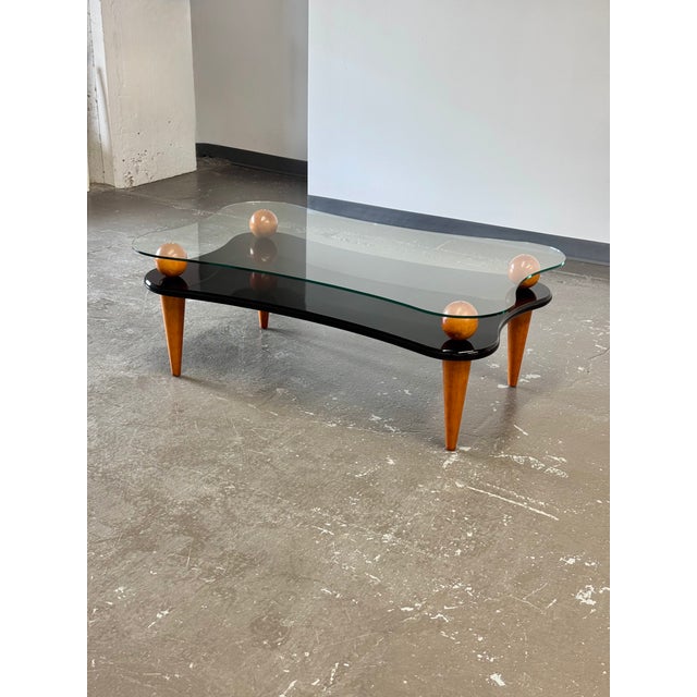Late 20th Century Postmodern Wavy Glass and Lacquer Coffee Table For Sale - Image 15 of 15