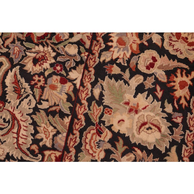1990s Art Nouveau Floral 1990's Doop Pak-Persian Black/Green Wool Rug - 6'3'' X 9'1'' For Sale - Image 5 of 9