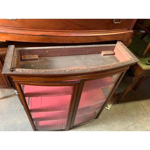 Brown Early 20th Century Edwardian Satinwood Inlaid Mahogany Bow-Front Two Part Chest With Display Top For Sale - Image 8 of 13