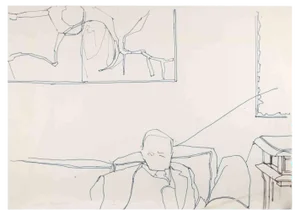 Reynold Arnould, On the Sofa, Ink Drawing, 1970