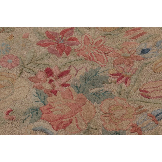 Antique 20th Century Hooked Rug With Floral Panels in Beige & Soft Hues - Rug & Kilim For Sale In New York - Image 6 of 11