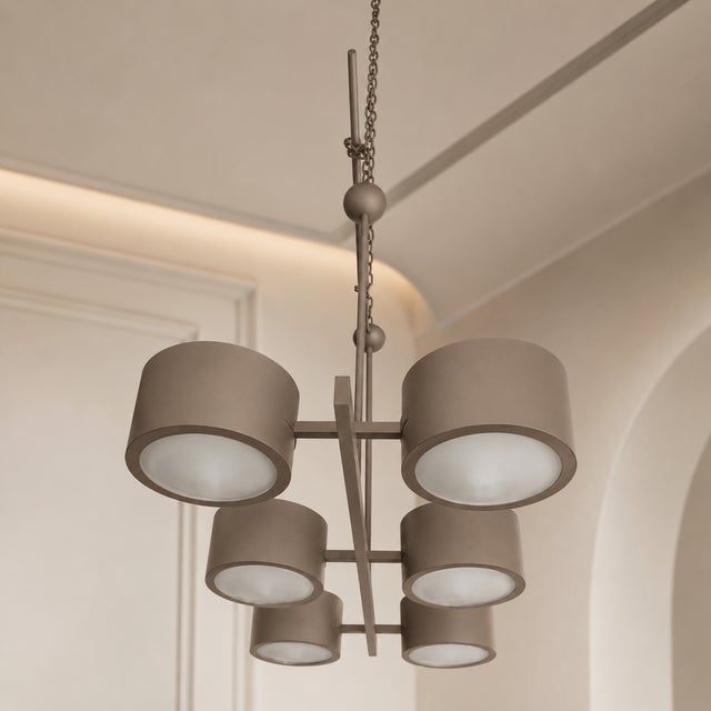 Metal Gray Stilnovo Lelli Style Sputnik Chandelier Italian 6 Arms For Sale - Image 6 of 12