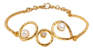 Handmade Radiance Pearl & Gold Adjustable Bracelet