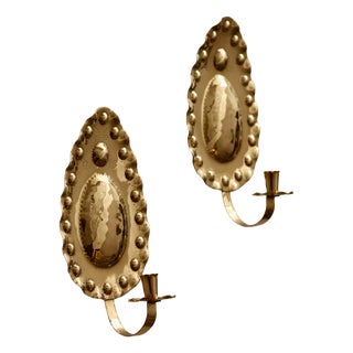 Mid-Century Swedish Brass Sconces, Set of 2 For Sale