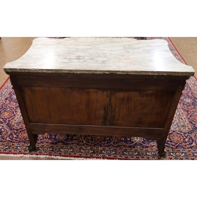 19th Century French Bronze Mount Inlaid Acajou Mouchete Riesener Style Commode For Sale - Image 14 of 16