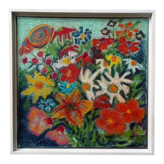 Spring Breaking Open 20"x20" Acrylic, Pastel and Mixed Media Framed For Sale