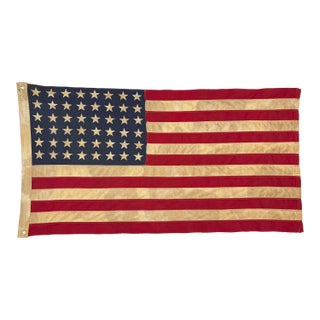 Vintage Cotton American Flag With 48 Sewn Stars For Sale