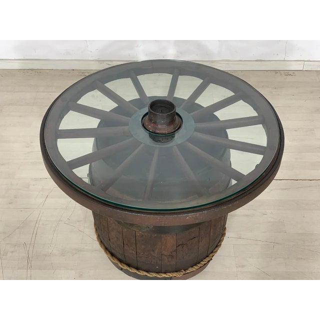 A very nice barrel coffee table is for sale. For sale is a very nice vintage coffee table. • German Design • Barrel •...