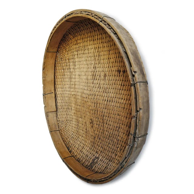 Vintage Mongolian basket, plate, or tray. Can be used on a table or displayed as wall art (does not include hanging...