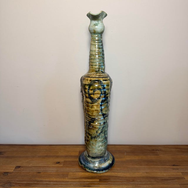 Tall Mid Century Studio Pottery Ewer Vase in the Manner of Picasso For Sale - Image 4 of 8
