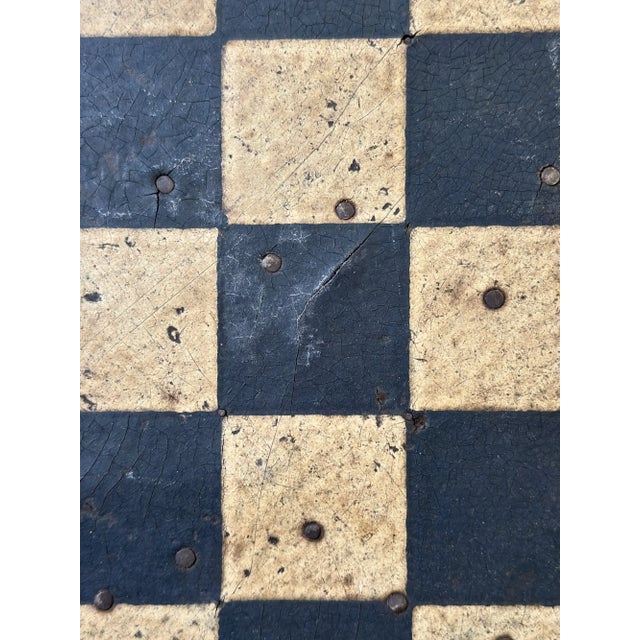 Antique Black-and-White Monochrome Game Board on Linoleum Tile, Circa 1910s-20s For Sale - Image 16 of 18