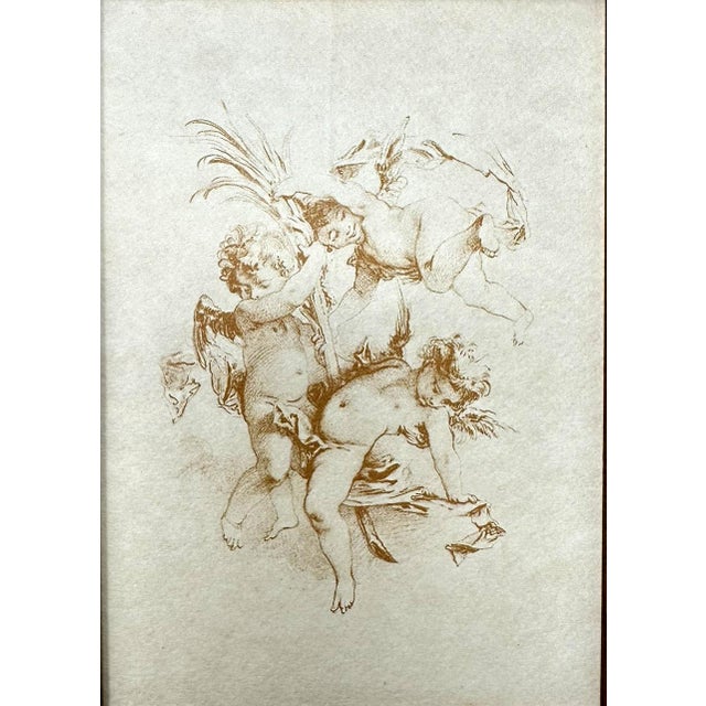 Brown Antique Vintage Set Four French Sepia Style of Francois Boucher Giltwood Frames For Sale - Image 8 of 9