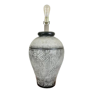 Large Ceramic Table Lamp With Engraved Detail | by Casual Lamps of California