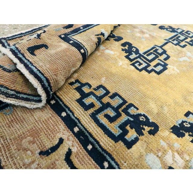 Textile Galerie Shabab Collection Early 20th Century Handmade Chinese Ningxia Square Throw Rug For Sale - Image 7 of 7
