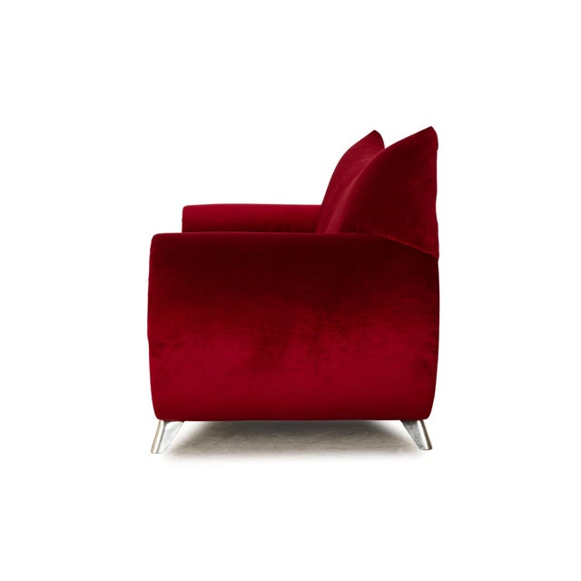 Red Gaudi Fabric Three-Seater Sofa from Bretz For Sale - Image 8 of 9