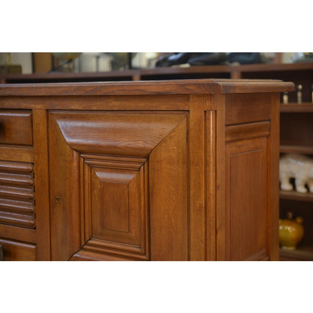 Wood Oak and Wrought Iron Buffet by Charles Dudouyt, 1940s For Sale - Image 7 of 11