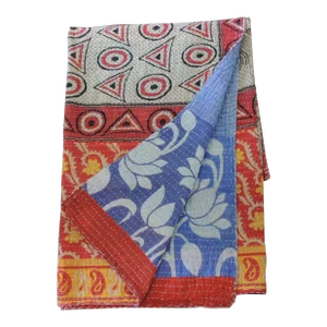 Colorful Kantha Indian Patchwork Blanket or Throw