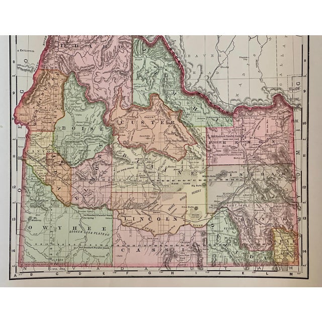 Antique Idaho Map: Rand McNally, c. 1897 For Sale - Image 4 of 10