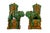 Mid-Century Modern Rare Mid-Century Modern Chinese Ceremic Food Dogs in Vibrant Sancai-Style Green & Amber Drip Glaze For Sale - Image 3 of 12