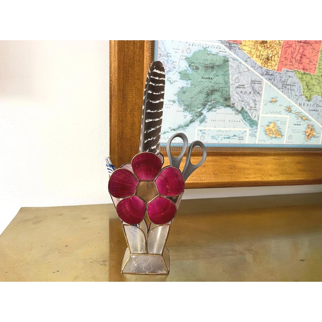 1960s Capiz Shell Flower Vase/Pencil Holder For Sale - Image 9 of 13