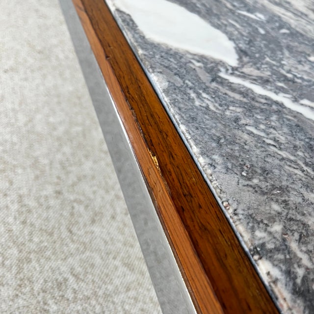 Mid-Century Modern Coffee Table in Metal, Walnut and Arabescato Marble, Italy, 1970 For Sale - Image 15 of 18