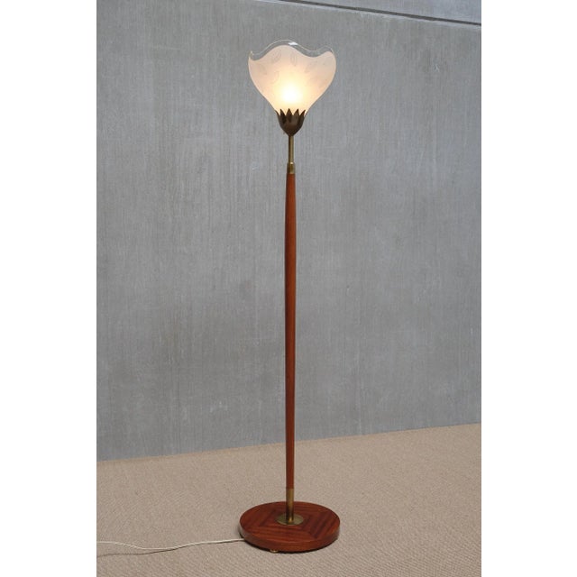 Vintage Swedish Floor Lamp in Mahogany by Carl Fagerlund for Orrefors, 1950s For Sale - Image 10 of 15