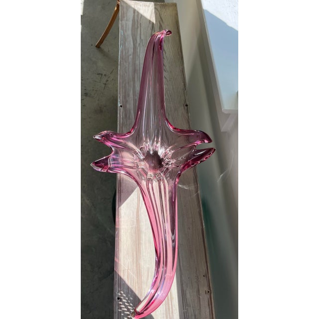 1970s Vintage Murano Cerise Pulled Art Glass Bowl For Sale - Image 11 of 12