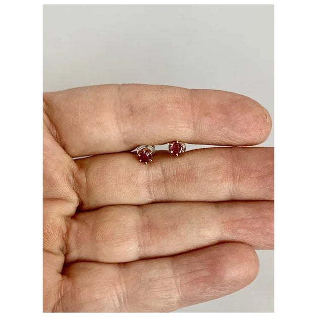 1980s 14k Ruby Stud Earrings, A Pair For Sale - Image 4 of 6