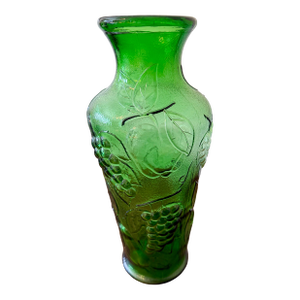 Italian Green Molded Glass Relief Vase